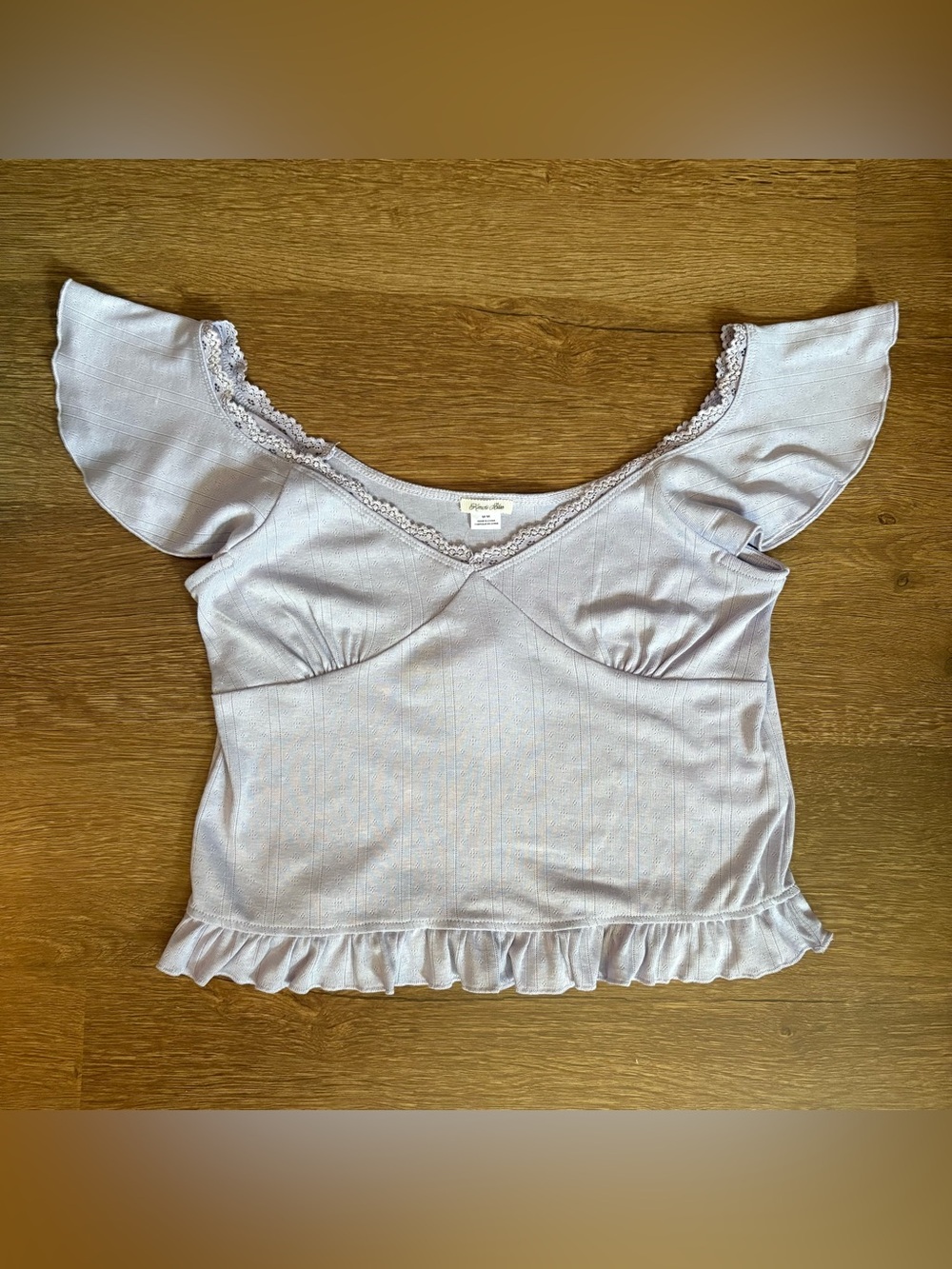 Kimchi Blue Coquette Lavender Pointelle Top size M